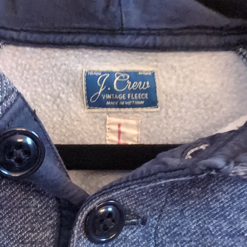 J. Crew Vintage Fleece Blue Hoodie Button Henley Pullover